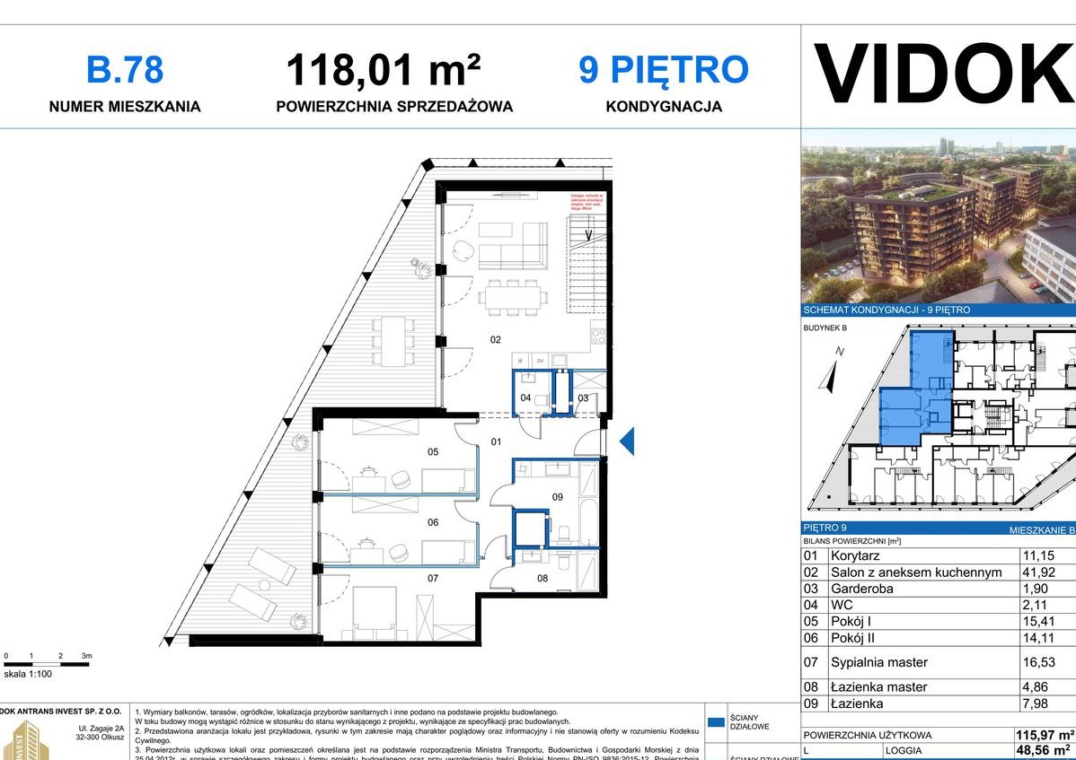 4-pokojowe mieszkanie 115m2 + loggia Bez Prowizji