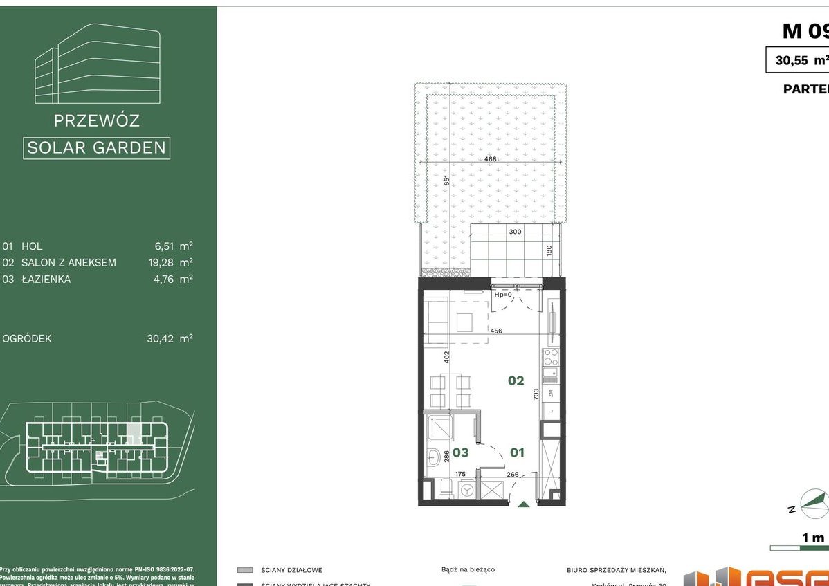 1-pokojowe mieszkanie 30m2 + ogródek Bez Prowizji
