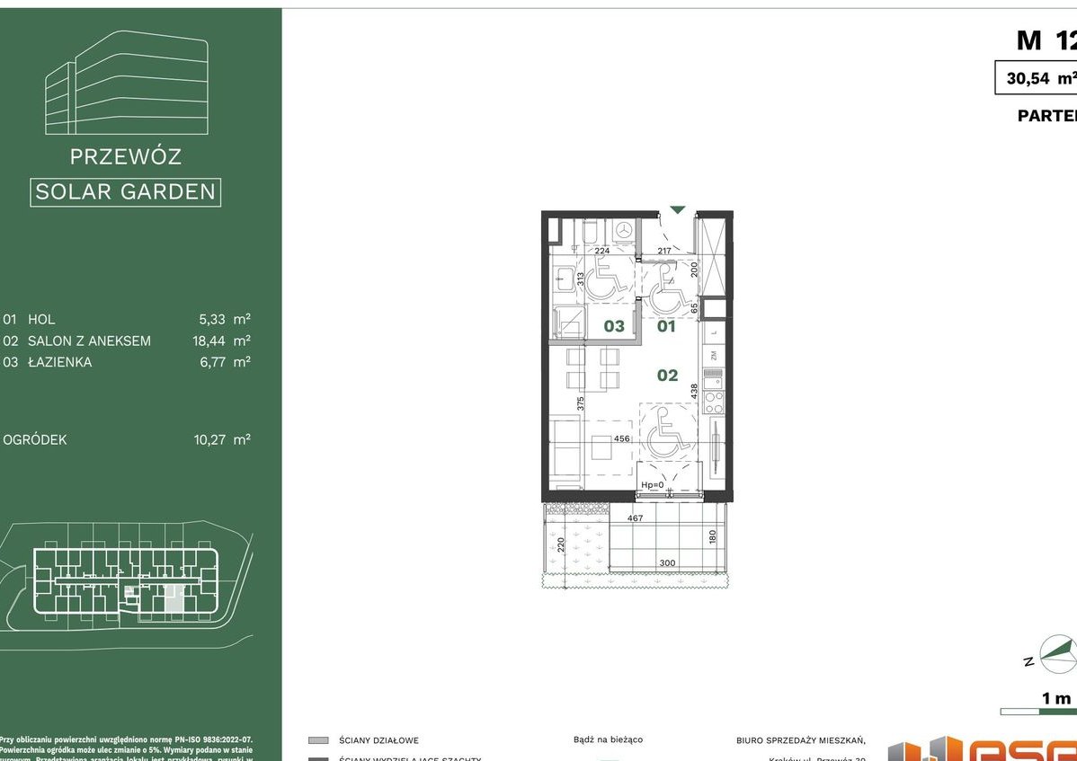 1-pokojowe mieszkanie 30m2 + ogródek Bez Prowizji