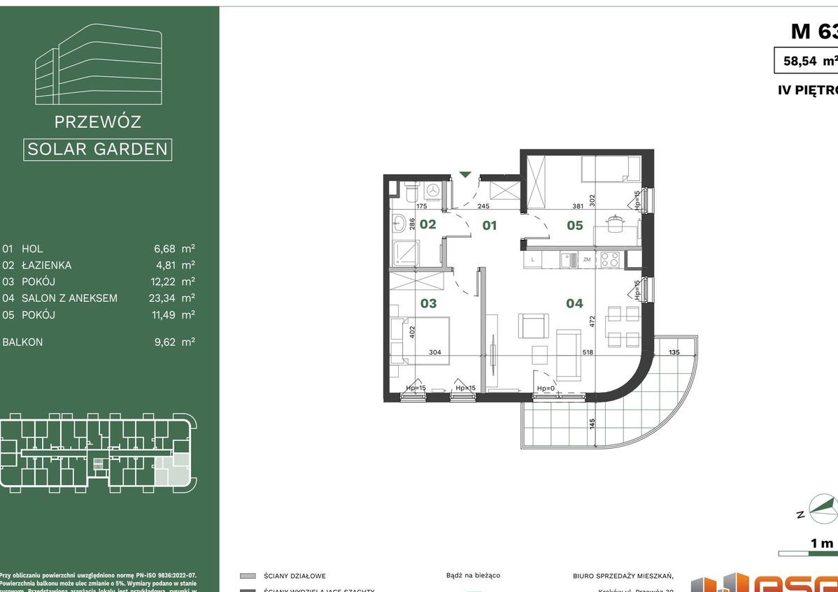3-pokojowe mieszkanie 58m2 + balkon Bez Prowizji