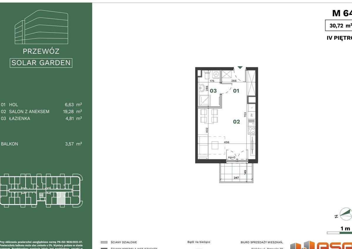 1-pokojowe mieszkanie 30m2 + balkon Bezpośrednio