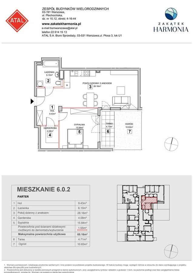 2-pokojowe mieszkanie 64m2 + ogródek