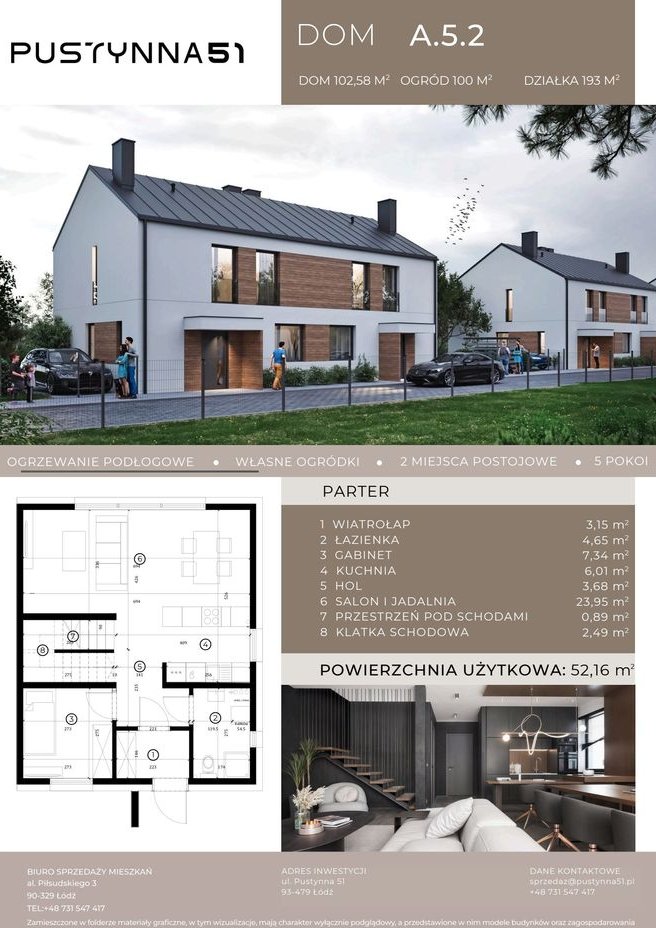 5-pokojowy dom 102m2 + ogródek Bezpośrednio