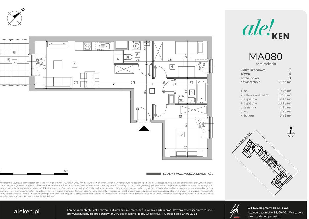 3-pokojowe mieszkanie 59m2 + balkon Bezpośrednio