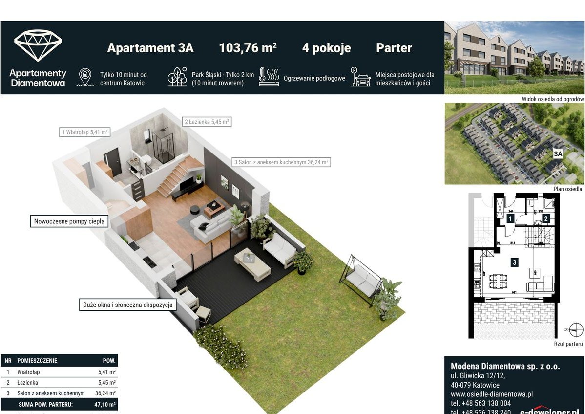 4-pokojowe mieszkanie 103m2 + ogródek Bezpośrednio