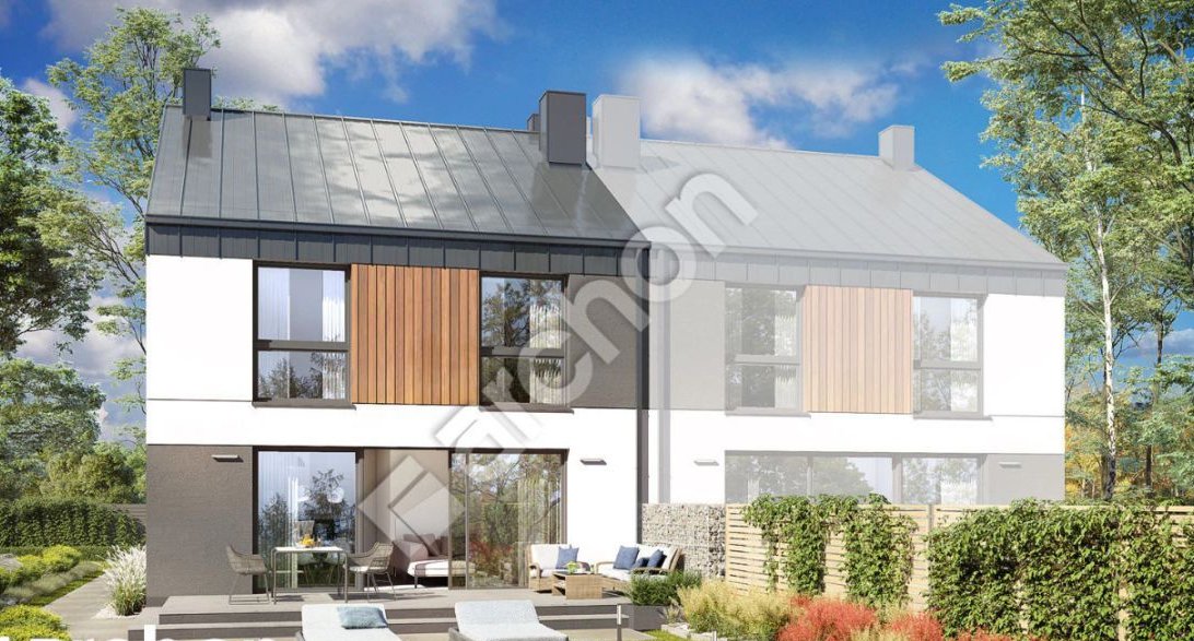 Nowoczesny dom w zabudowie bliźniaczej|bez Pcc 2%