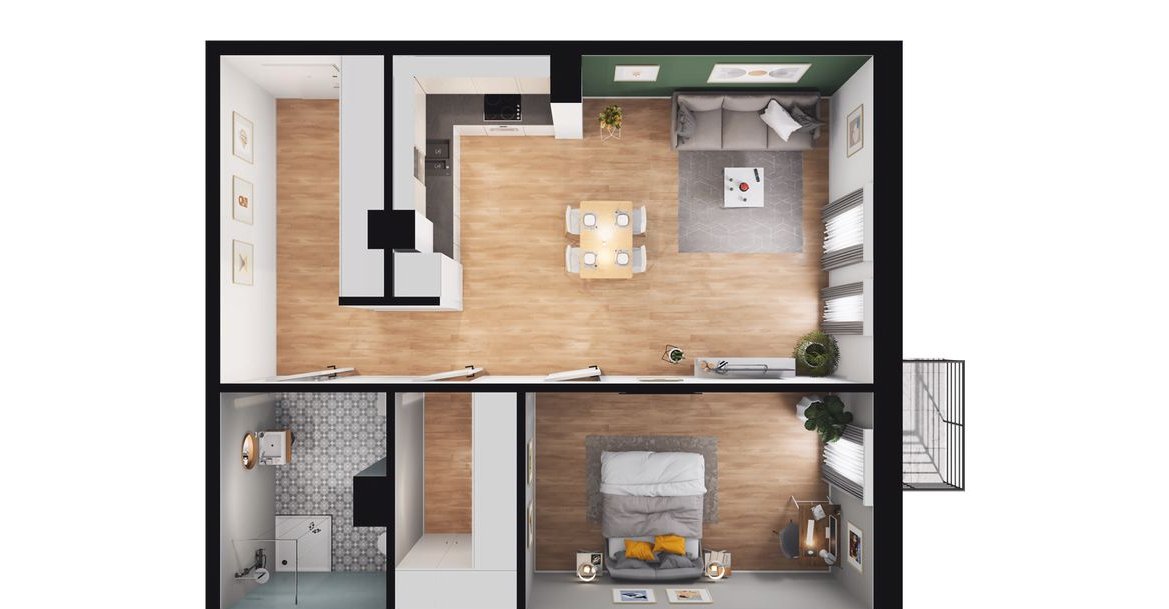 2-pokojowe mieszkanie 61m2 + balkon Bezpośrednio