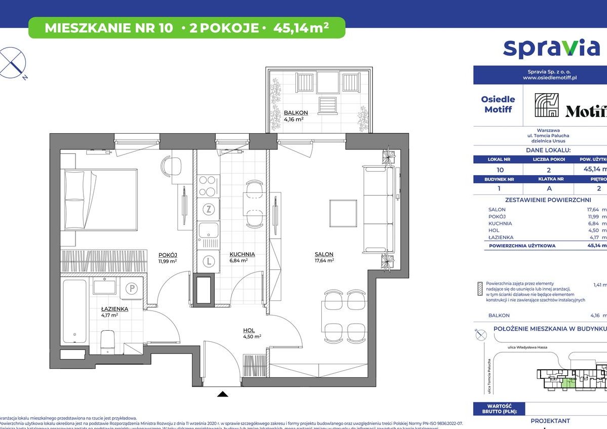 2-pokojowe mieszkanie 45m2 + balkon Bez Prowizji