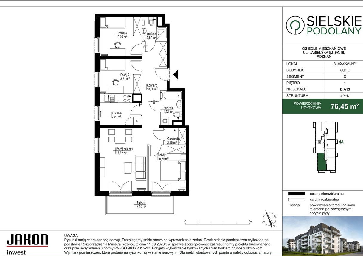 4-pokojowe mieszkanie 76m2 + balkon Bezpośrednio