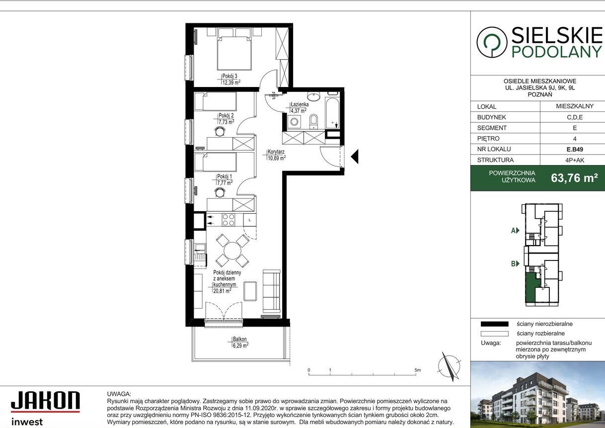4-pokojowe mieszkanie 63m2 + balkon Bez Prowizji