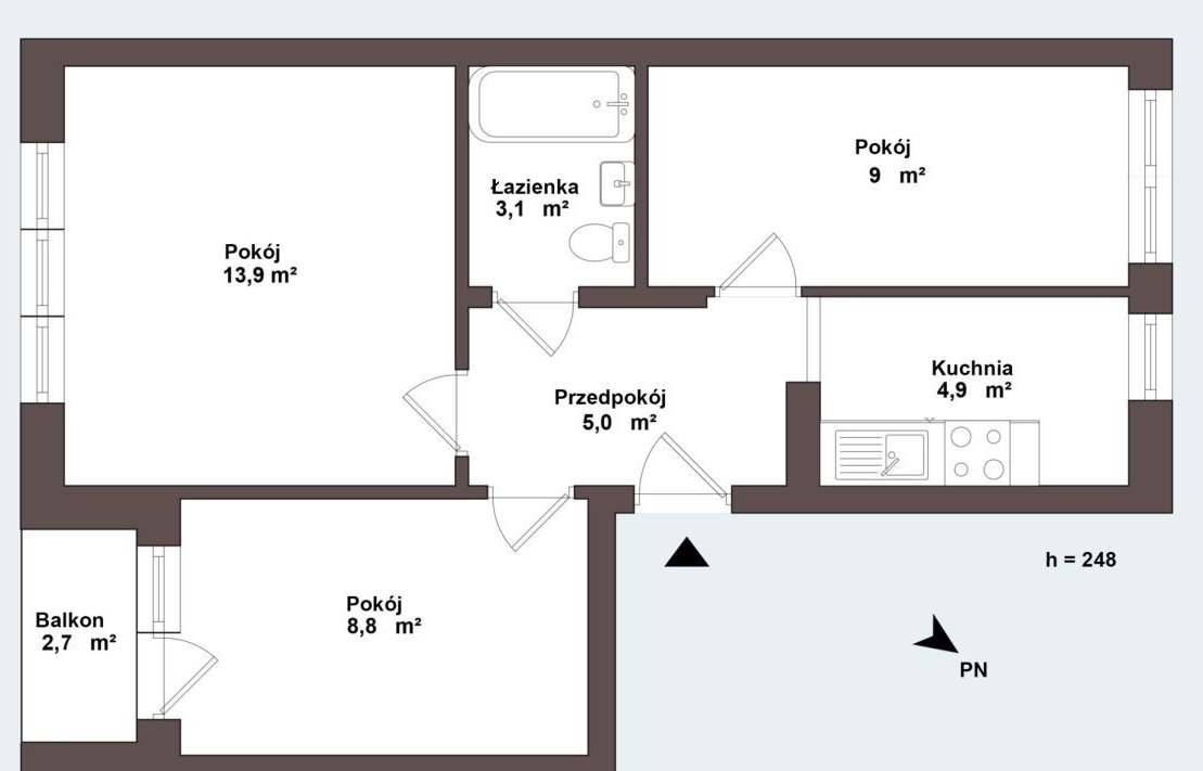 3 pokoje, 4 min do metra Bródno