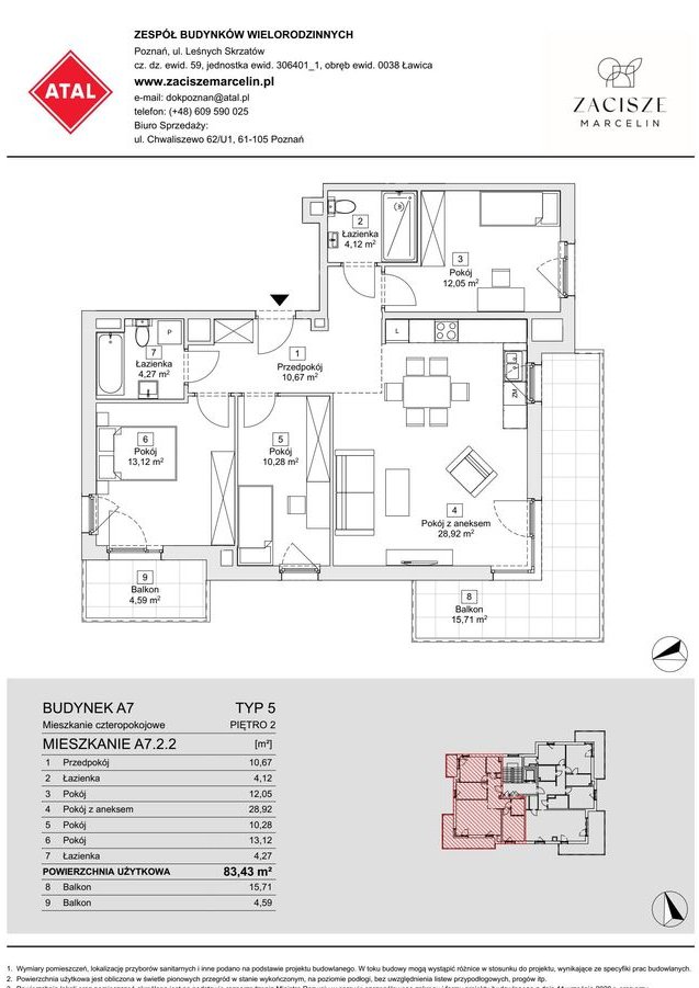 4-pokojowe mieszkanie 83m2 + 2 balkony
