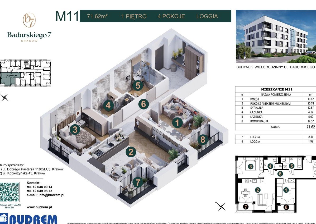 3-pokojowe mieszkanie 71m2 + 2 loggie Bez Prowizji