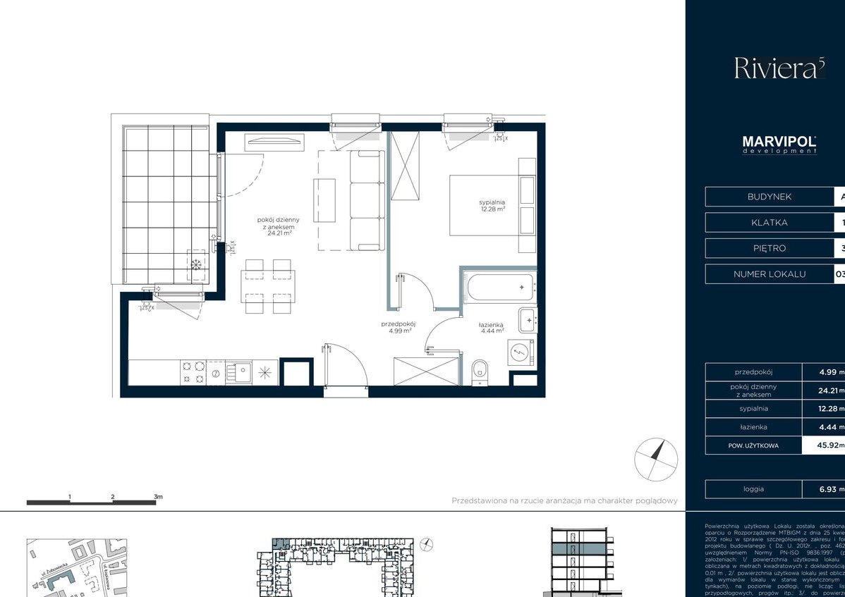 2-pokojowe mieszkanie 45m2 + loggia
