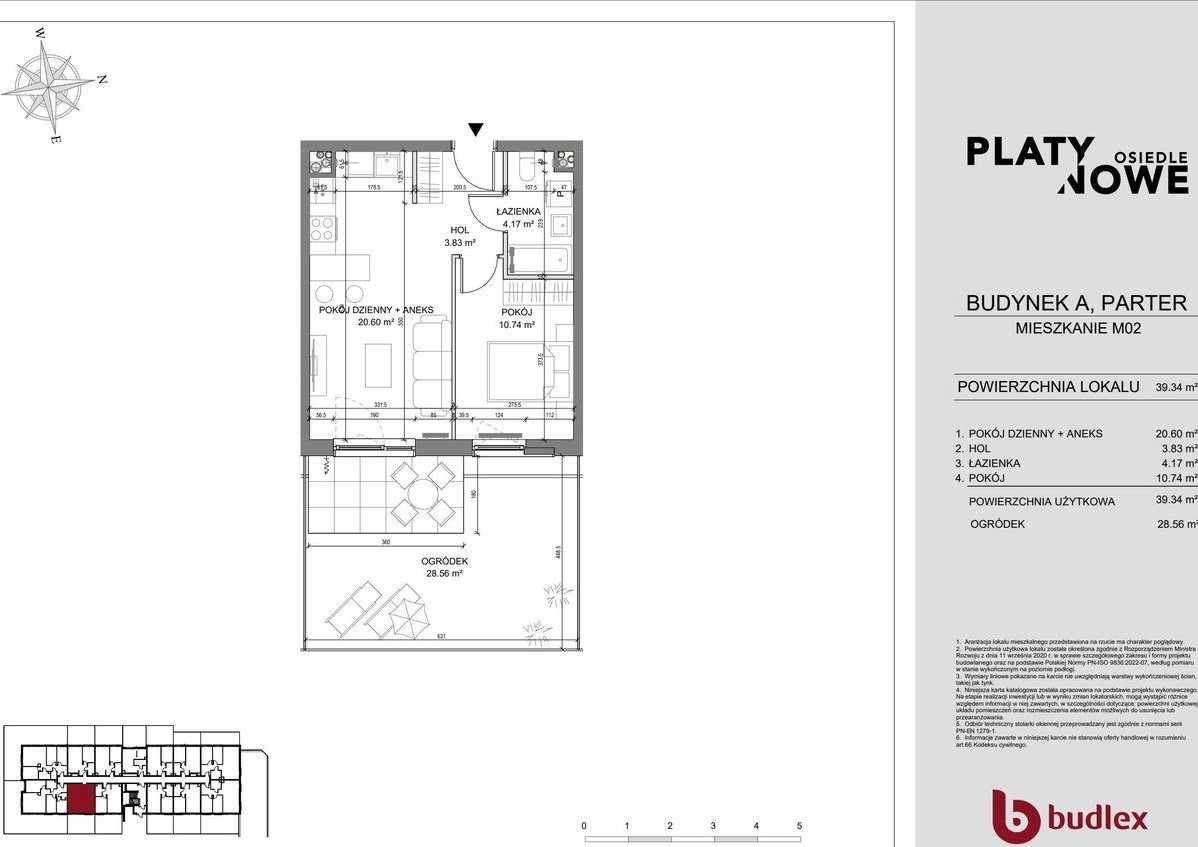 2-pokojowe mieszkanie 39m2 + ogródek