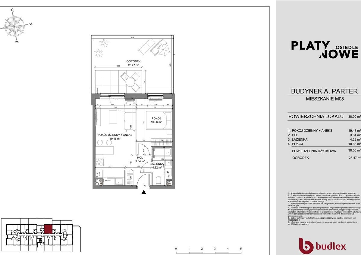 2-pokojowe mieszkanie 38m2 + ogródek Bez Prowizji