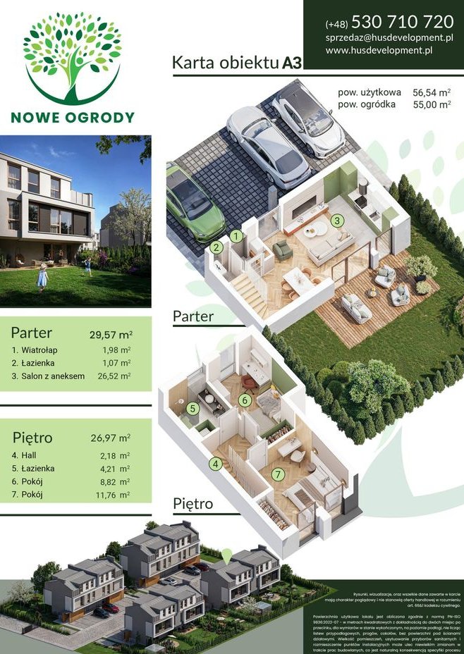 3-pokojowe mieszkanie 56m2 + ogródek Bez Prowizji