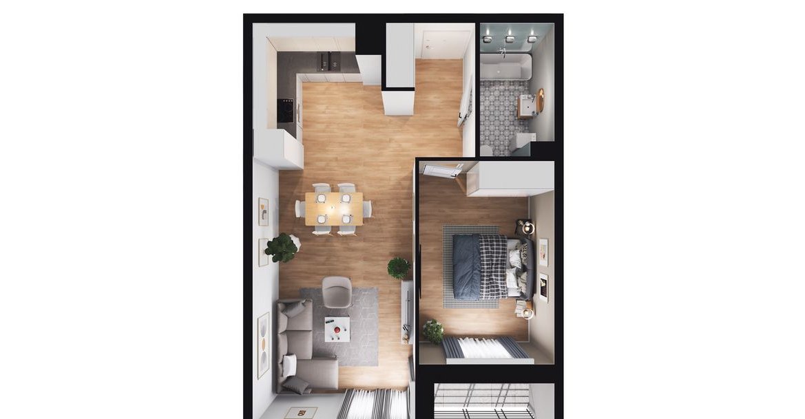 2-pokojowe mieszkanie 47m2 + loggia Bezpośrednio