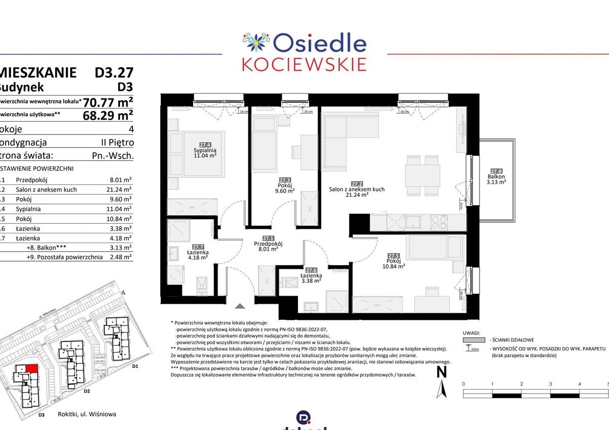 4-pokojowe mieszkanie 68m2 + balkon