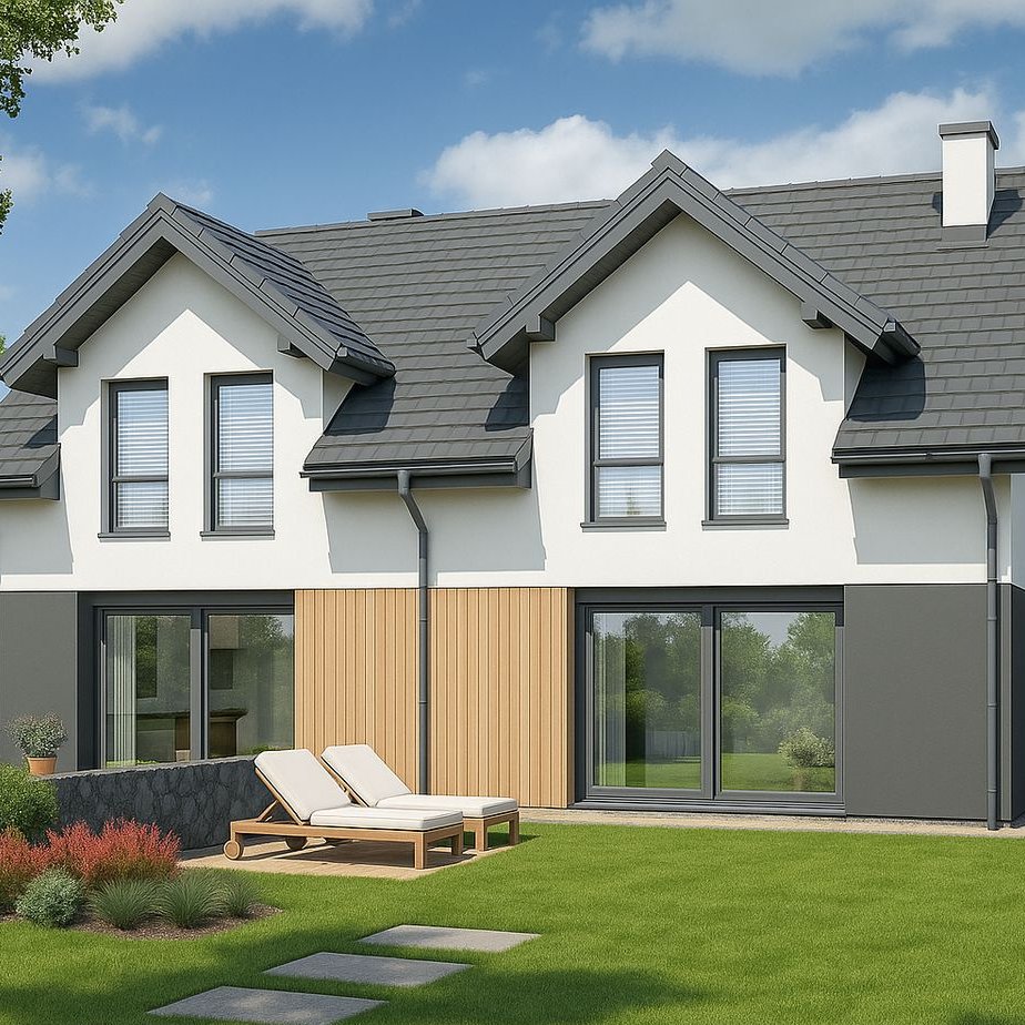 Nowoczesny Dom Bliźniak 150m2 + 50m2 Gdańsk - Kiełpino Górne