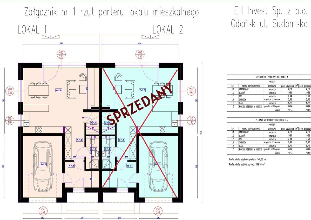 Nowoczesny Dom Bliźniak 150m2 + 50m2 Gdańsk - Kiełpino Górne