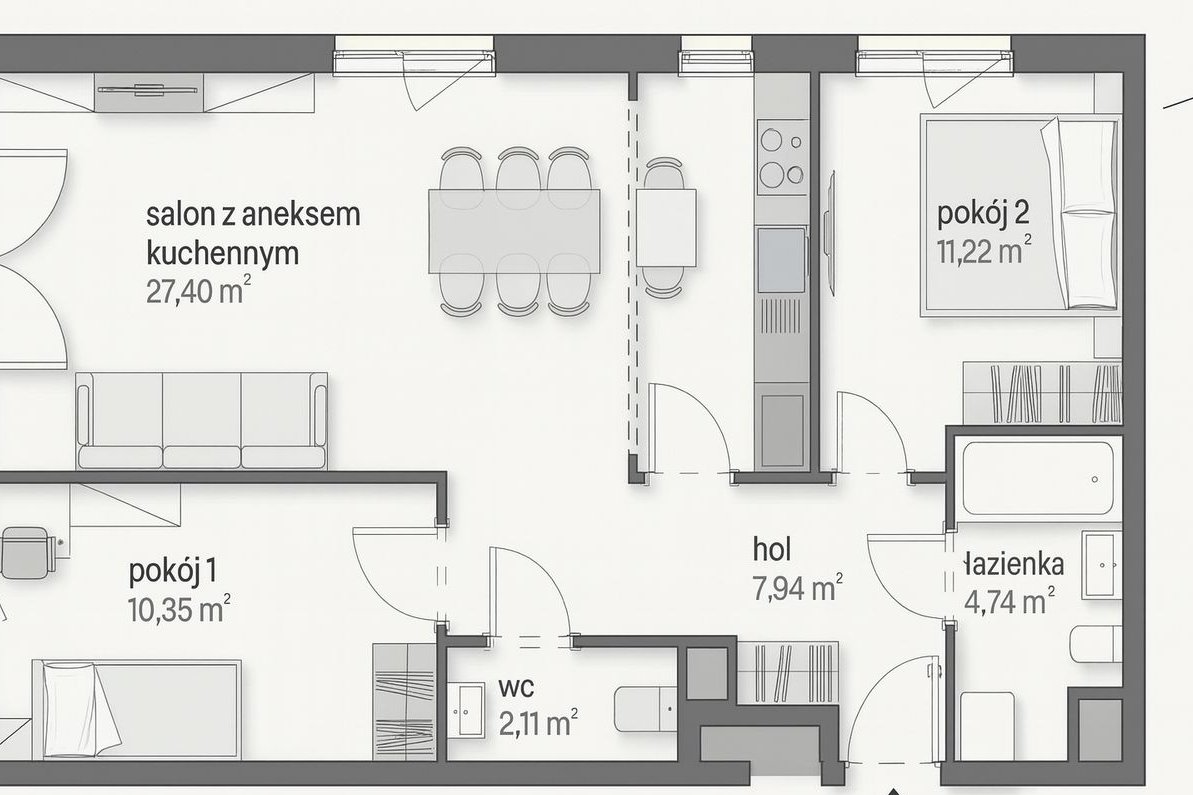 DOSKONAŁE 3 pokoje > osobne WC > duży BALKON