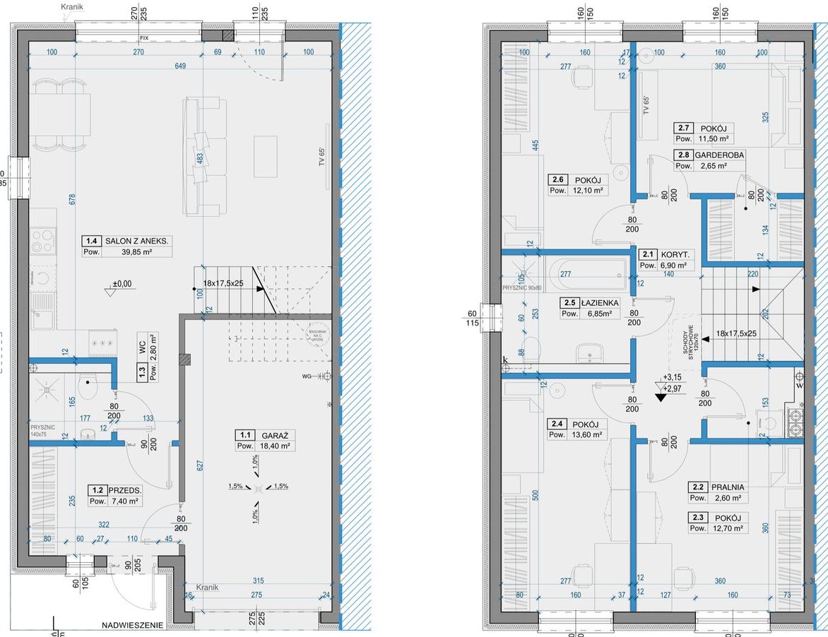 Segment skrajny 137m² + ogród 182m²