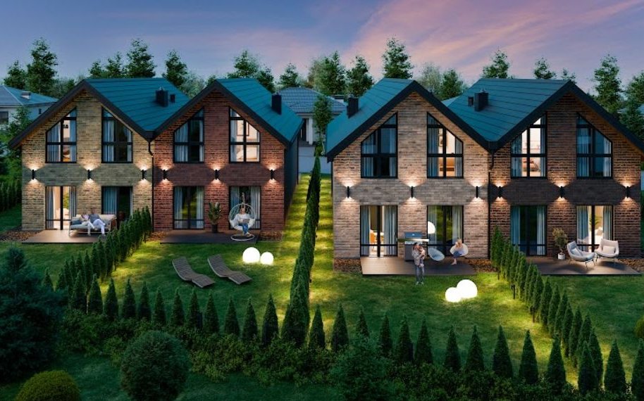 Dom w stylu Bawarskiego wiązania z dużym ogrodem