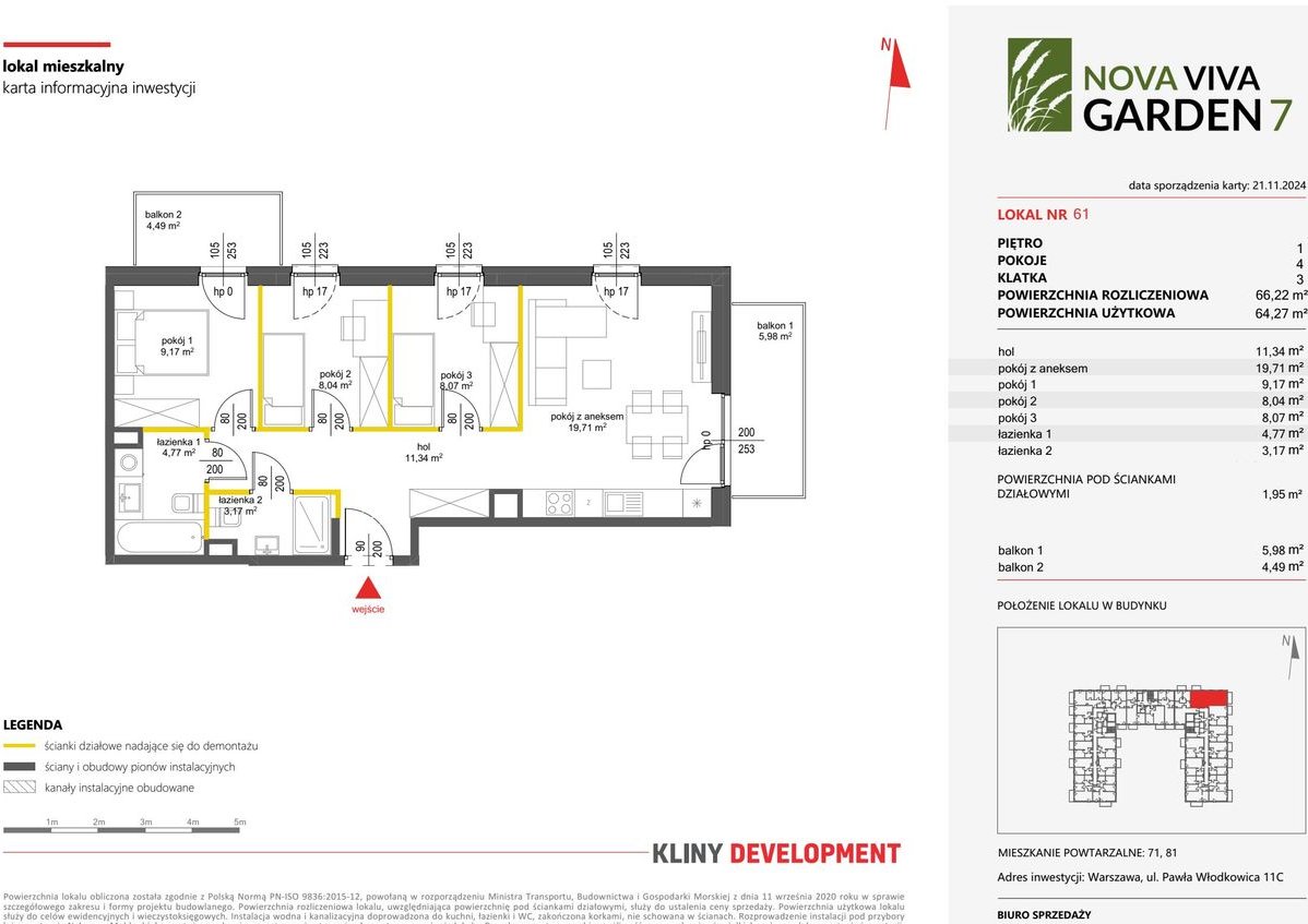 4-pokojowe mieszkanie 64m2 + 2 balkony