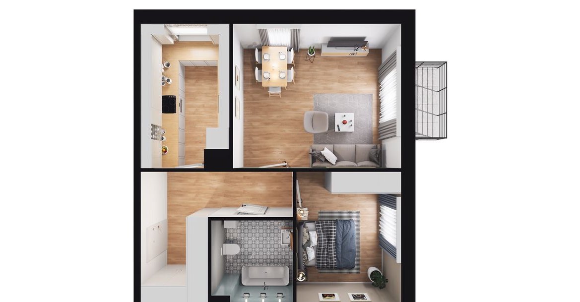 2-pokojowe mieszkanie 53m2 + balkon