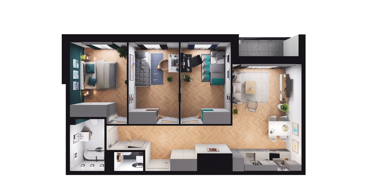 Gotowe 4-pokojowe mieszkanie 65 m2 + loggia