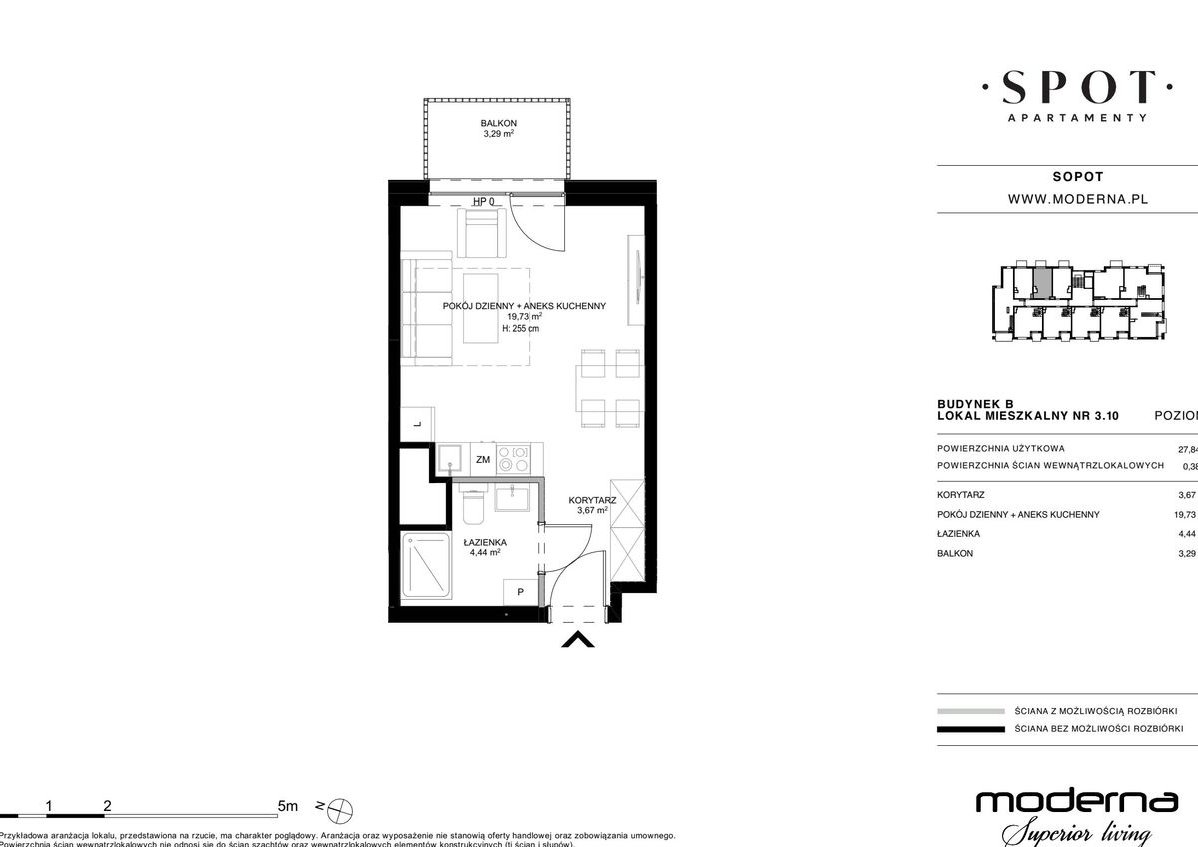 1-pokojowe mieszkanie 27m2 + balkon Bezpośrednio