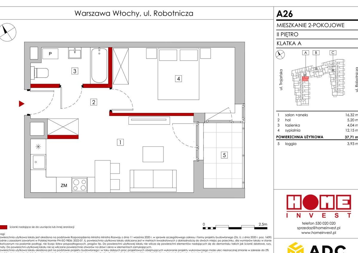 2-pokojowe mieszkanie 37m2 + loggia