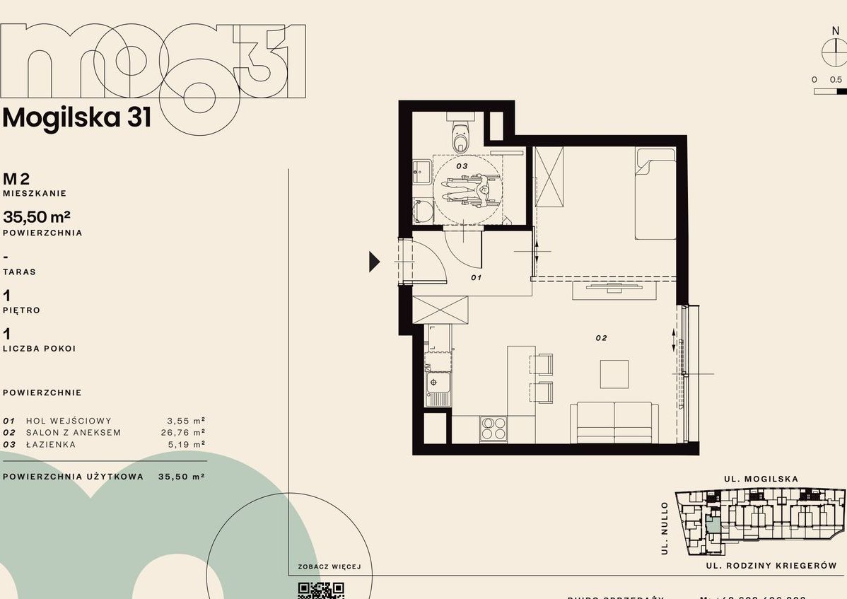 1-pokojowe mieszkanie 35m2 Bezpośrednio