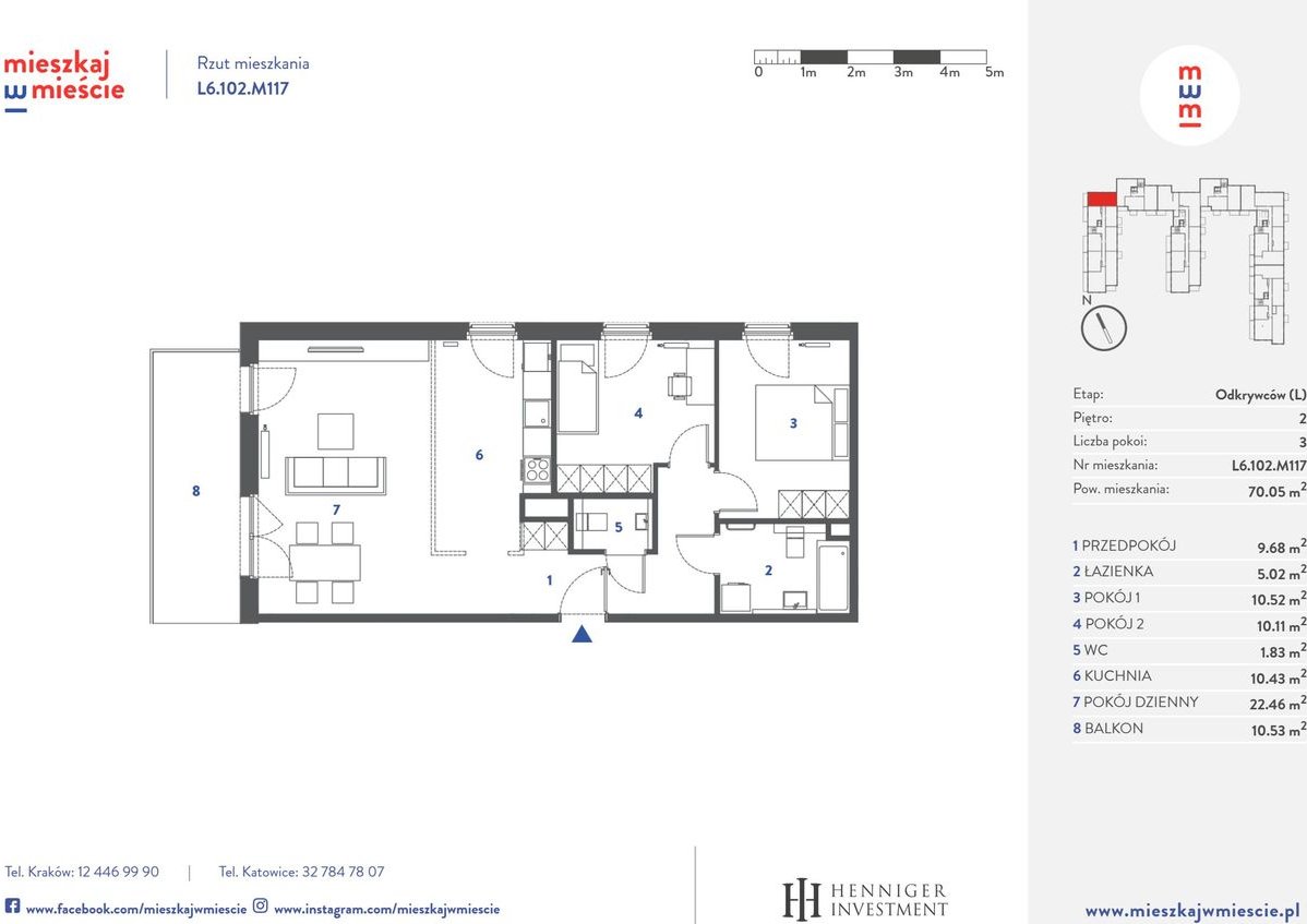 3-pokojowe mieszkanie 70m2 + balkon Bezpośrednio