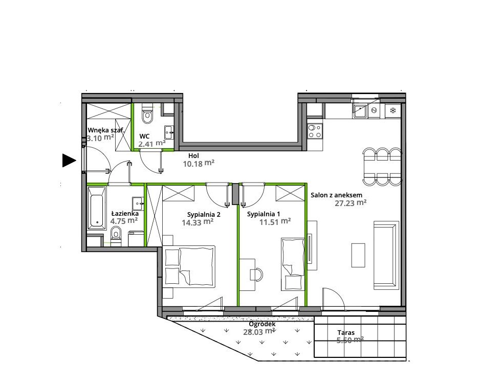 Piękny prywatny OGRÓDEK, duży salon i sypialnie, blisko METRO!