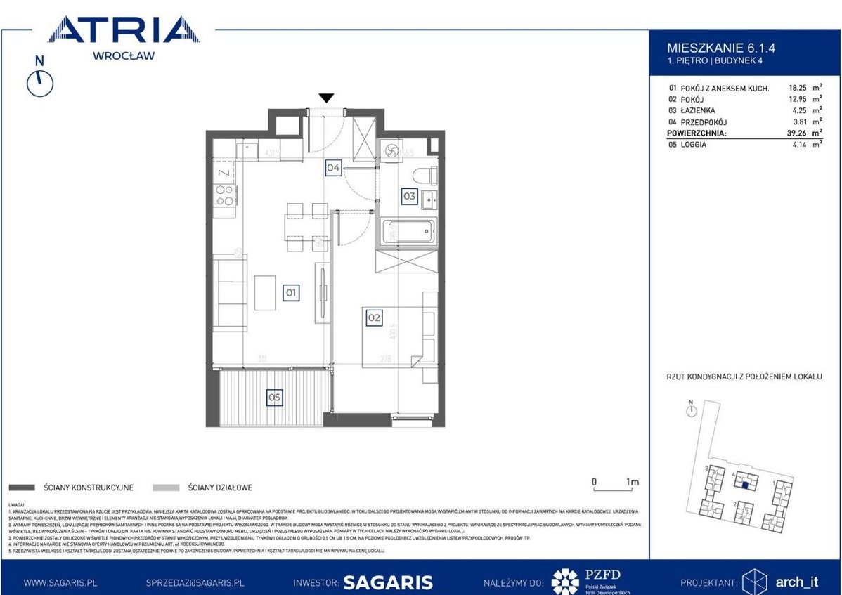 2-pokojowe mieszkanie 39m2 + loggia Bezpośrednio