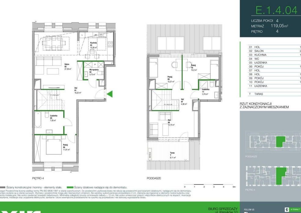 4-pokojowe mieszkanie 119m2 + taras Bezpośrednio
