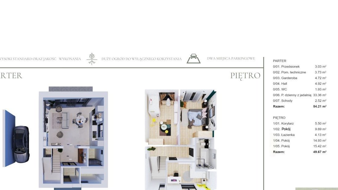 Bliźniak 4 pok. , 106 m2, działka 615 m2