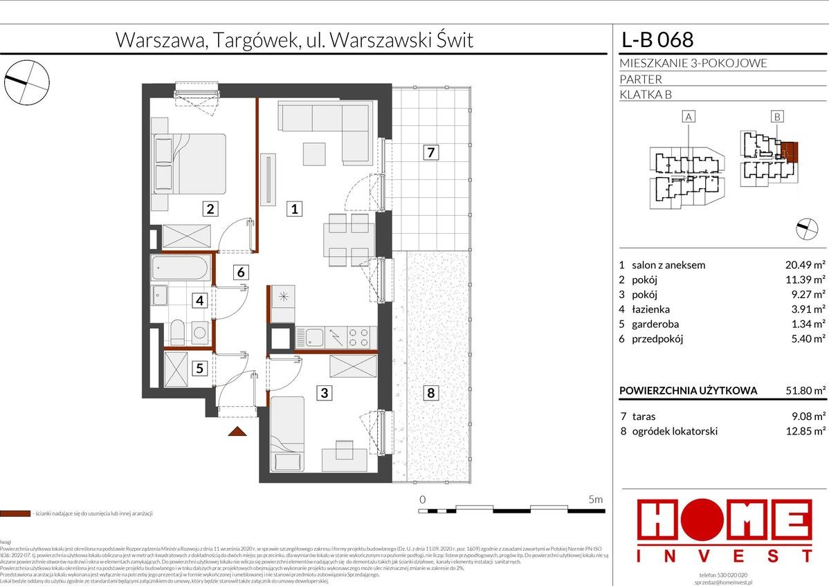 3-pokojowe mieszkanie 51m2 + ogródek