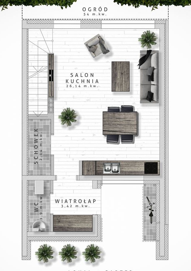 Nowoczesny dom z 3 sypialniami w zabudowie szeregowej