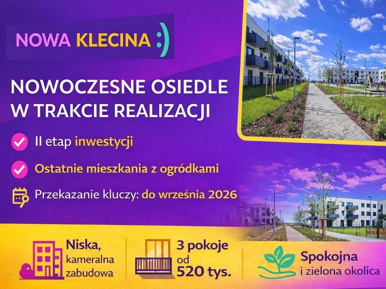 Nowa Klecina | 4 pokojowe, dwa ogródki - klucze już 09.2026r.