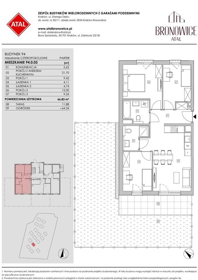 4-pokojowe mieszkanie 66m2 + ogródek Bez Prowizji