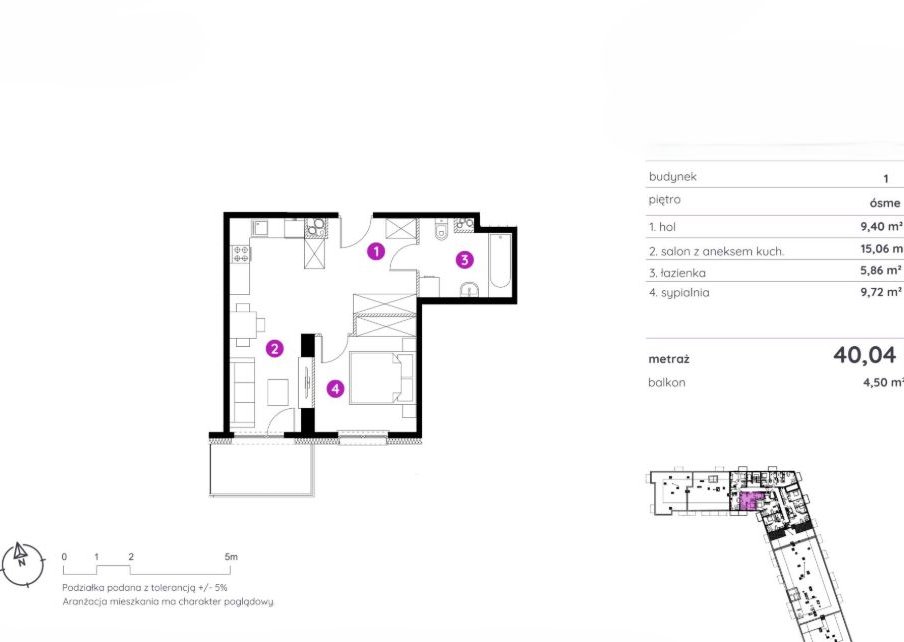 Wysoko - 8.piętro | 2pok. 40m2 z Balkonem | TANIE - MP w hali