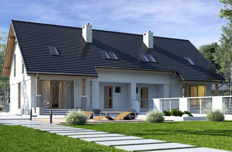 Nowy dom w zabudowie bliźniaczej z garażem i widokiem na Łomżę i Narew