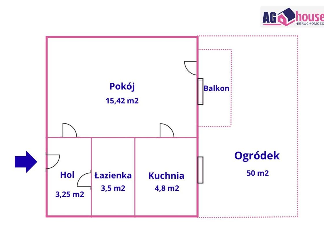 Kawalerka blisko morza i UG z balkonem i ogródek