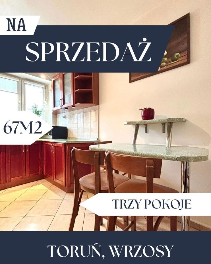3-pokojowe mieszkanie dla rodziny – Wrzosy, Toruń | 67 m² | Do Remontu