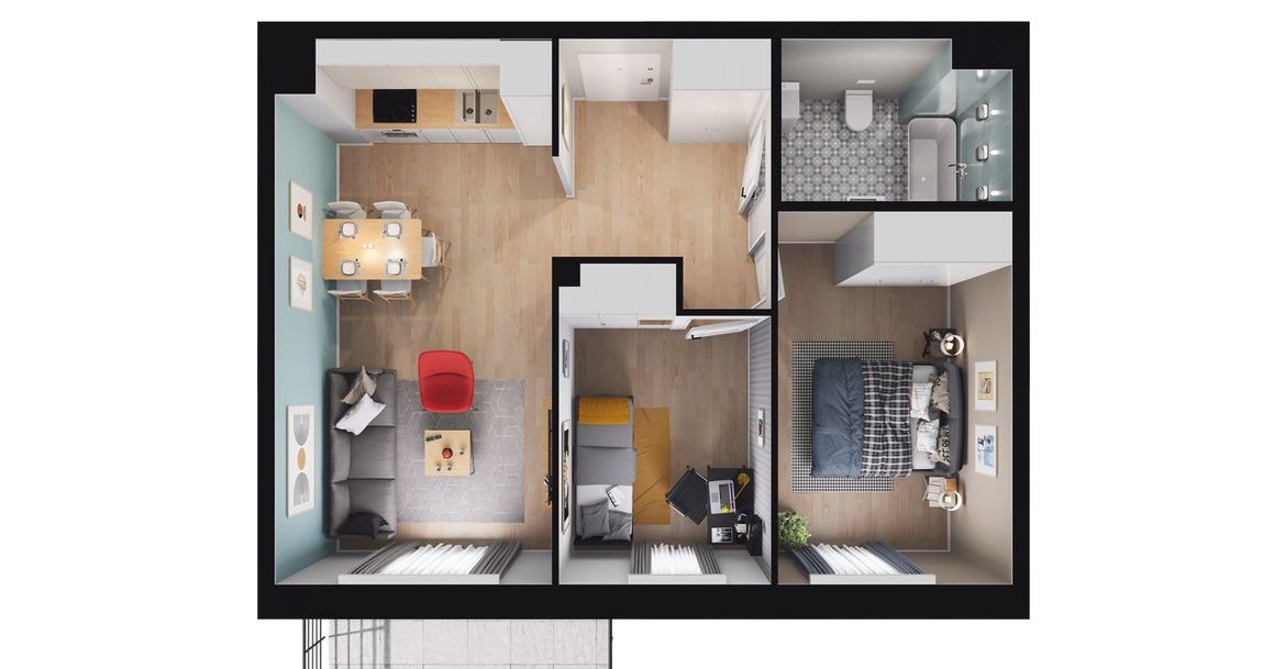 3-pokojowe mieszkanie 49m2 + balkon Bezpośrednio