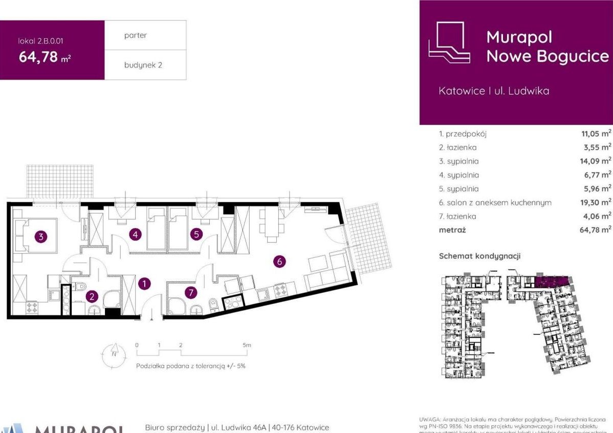 4-pokojowe mieszkanie 64m2 Bezpośrednio
