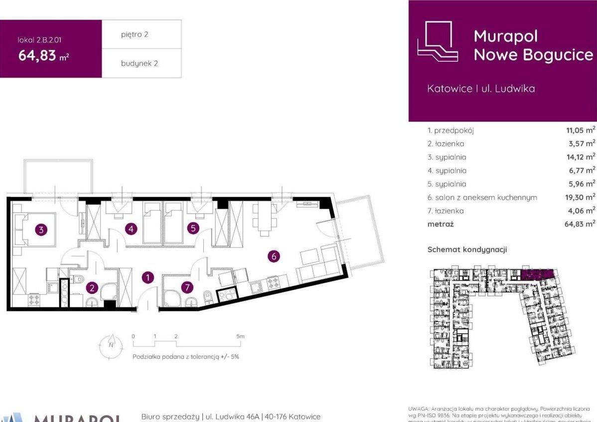 4-pokojowe mieszkanie 64m2 Bezpośrednio